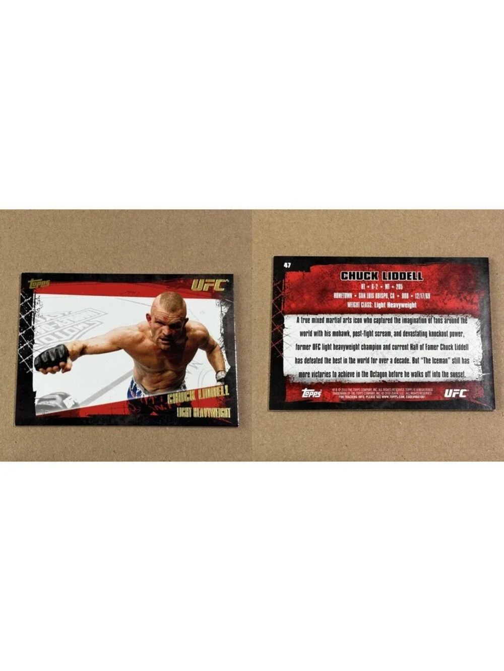 2010 Topps UFC Chuck Liddell #47 Gold